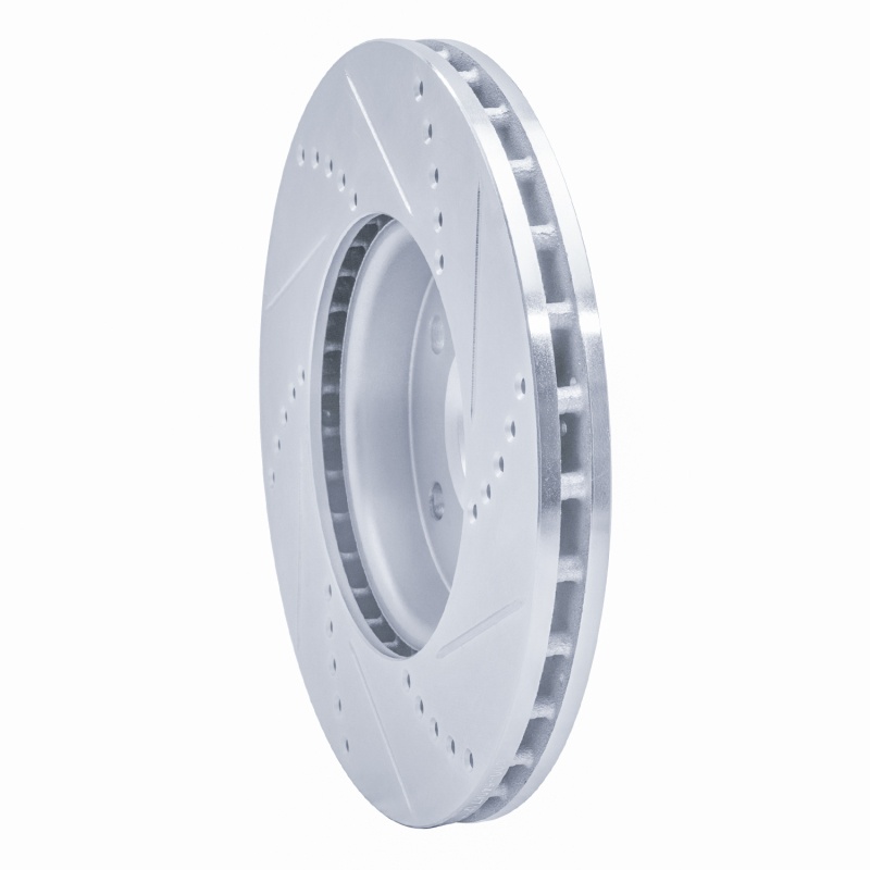 Ford Focus Brake Rotor (1) - Front Left - R1 Concepts - Drilled & Slotted - Silver - `12-`18